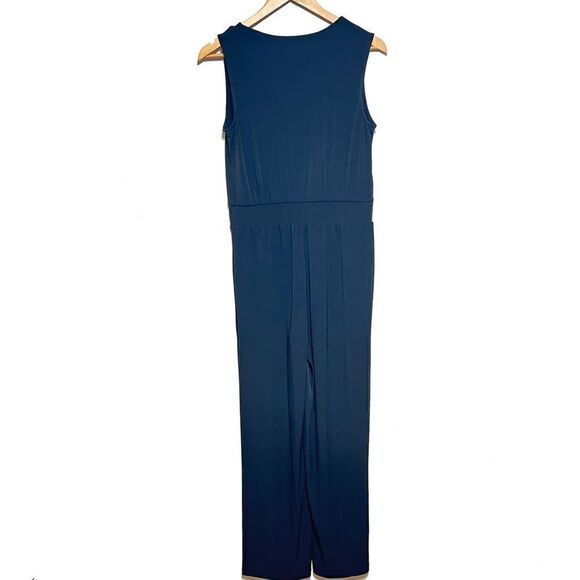 NWT IMAN Global Chic Sweetheart neckline Jersey Jumpsuit Black Sz S - Picture 3 of 7